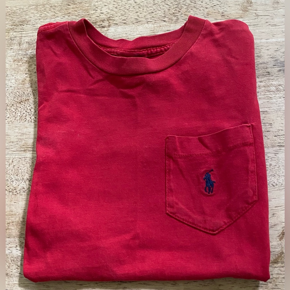 Vintage Polo Ralph Lauren Boys’ Sz 5‎ RL Red Cotton Jersey Pocket Tee